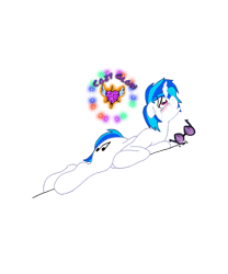 Size: 960x1152 | Tagged: safe, artist:real end, derpibooru import, dj pon-3, vinyl scratch, pony, unicorn, broken glasses, crying, glasses, lying down, prone, simple background, solo, transparent background, vinyl's glasses