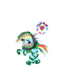 Size: 960x1152 | Tagged: safe, artist:real end, derpibooru import, rainbow dash, pegasus, pony, carnivorous plant, chomper, chompzilla, crossover, plant, plants vs zombies, pvz heroes, simple background, solo, superhero, transparent background, vine