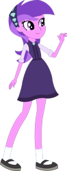 Size: 1024x2619 | Tagged: safe, artist:sketchmcreations, derpibooru import, amethyst star, sparkler, human, equestria girls, life is a runway, awwmethyst star, clothes, dress, female, gem, hairband, purple eyes, purple hair, purple skin, shoes, simple background, socks, solo, transparent background, vector