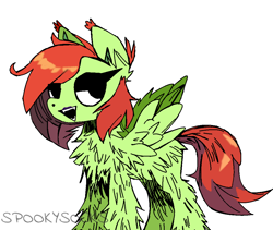 Size: 1024x866 | Tagged: safe, artist:spookysocks, derpibooru import, oc, oc only, oc:willow green, original species, pegasus, pony, simple background, solo, white background