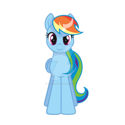 Size: 828x828 | Tagged: safe, artist:santamouse23, derpibooru import, rainbow dash, pegasus, pony, g4, cute, dashabetes, deviantart watermark, dreamworks face, female, folded wings, front view, mare, obtrusive watermark, simple background, smiling, solo, transparent background, watermark, wings