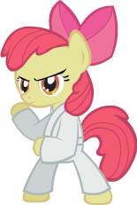 Size: 155x231 | Tagged: safe, artist:exkira, derpibooru import, apple bloom, earth pony, pony, bipedal, female, filly, foal, karate, simple background, solo, transparent background