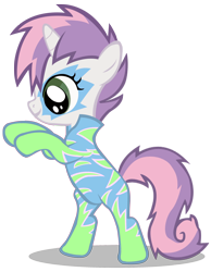 Size: 2090x2697 | Tagged: safe, artist:boneswolbach, derpibooru import, edit, editor:awesomestar867, sweetie belle, pony, unicorn, the show stoppers, clothes, female, filly, foal, horn, shadow, show stopper outfits, simple background, smiling, transparent background