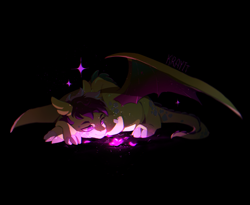 Size: 3870x3170 | Tagged: safe, artist:kraytt-05, derpibooru import, oc, oc only, oc:fervent flame, dracony, hybrid, black background, crossed hooves, flower, high res, interspecies offspring, looking at something, lying down, offspring, parent:rarity, parent:spike, parents:sparity, prone, simple background, smiling, solo