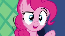 Size: 1200x675 | Tagged: safe, derpibooru import, screencap, pinkie pie, earth pony, pony, all bottled up, open mouth, solo