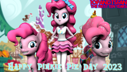 Size: 3840x2160 | Tagged: safe, artist:optimussparkle, derpibooru import, pinkie pie, pony, equestria girls, 3d, geode of sugar bombs, magical geodes, older, older pinkie pie, pinkie pie day, source filmmaker, sugarcube corner