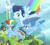 Size: 750x681 | Tagged: safe, artist:tiatoralite, derpibooru import, rainbow dash, soarin', oc, oc:rainbow rain, pegasus, pony, the last problem, female, flying, male, mare, offspring, older, older rainbow dash, older soarin', older soarindash, parent:rainbow dash, parent:soarin', parents:soarindash, shipping, soarindash, stallion, straight