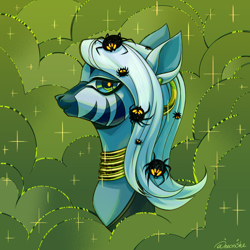 Size: 3300x3300 | Tagged: safe, artist:neonishe, derpibooru import, zecora, spider, zebra, nightmare night, solo