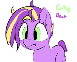 Size: 1110x891 | Tagged: safe, artist:boneappleteeth, derpibooru import, oc, oc only, oc:cutie bear, earth pony, earth pony oc, female, filly, foal, simple background, solo, white background