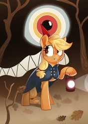 Size: 1448x2048 | Tagged: safe, artist:anotherdeadrat, derpibooru import, applejack, earth pony, pony, clothes, costume, lantern, over the garden wall, solo, tree