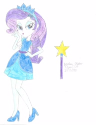 Size: 2550x3300 | Tagged: safe, artist:elsie1234, derpibooru import, part of a set, rarity, human, equestria girls, clothes, colored sketch, costume, dress, fairy, female, halloween, halloween costume, high heels, magic wand, princess, prop, shoes, simple background, sketch, solo, white background, wings