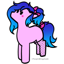 Size: 3000x3000 | Tagged: safe, artist:purple wingshade, derpibooru import, oc, oc:neon, bow, fishnet stockings, pink coat, stars, tail