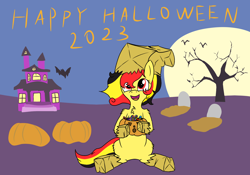 Size: 2000x1400 | Tagged: safe, artist:amateur-draw, derpibooru import, oc, oc:chocolate sweets, earth pony, pony, belgium, candy, female, food, halloween, holiday, mare, pumpkin, solo