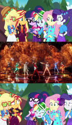 Size: 1617x2808 | Tagged: safe, derpibooru import, edit, applejack, fluttershy, rainbow dash, rarity, sci-twi, sunset shimmer, twilight sparkle, human, better together, equestria girls, festival filters, black ranger, blue ranger, explosion, gold ranger, green ranger, kishiryu sentai ryusoulger, orange ranger, power rangers, power rangers cosmic fury, red ranger, zenith ranger