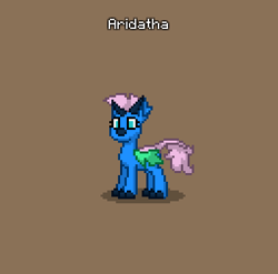 Size: 384x380 | Tagged: safe, derpibooru import, oc, oc only, oc:aridatha, hybrid, pony, brown background, do not steal, female, hybrid oc, offspring, original character do not steal, parent:bramble, parent:ocellus, pony town, simple background, solo