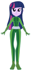 Size: 1350x3106 | Tagged: safe, artist:invisibleink, derpibooru import, twilight sparkle, human, equestria girls, base used, bodysuit, catsuit, clothes, latex, latex suit, looking up, simple background, smiling, solo, totally spies, white background