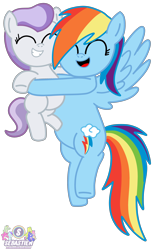 Size: 2676x4158 | Tagged: safe, artist:mrstheartist, rainbow dash, oc, oc:hope, crystal pony, hug