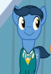 Size: 374x536 | Tagged: safe, derpibooru import, screencap, toe-tapper, earth pony, pony, filli vanilli, g4, animated, bobbing, cropped, cute, gif, looking sideways, male, ponytones outfit, solo, stallion