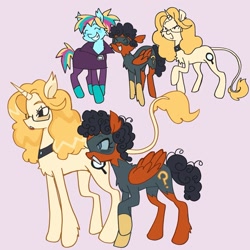 Size: 2001x2001 | Tagged: safe, artist:clarissasbakery, derpibooru import, earth pony, pegasus, pony, unicorn, leonine tail, ponified, simple background, species swap, tail, unknown character, wordgirl