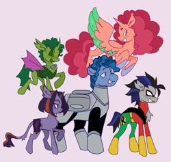 Size: 1956x1856 | Tagged: safe, artist:clarissasbakery, derpibooru import, alicorn, changedling, changeling, cyborg, earth pony, pony, unicorn, beast boy, cheek fluff, chest fluff, closed mouth, colored horn, colored wings, colored wingtips, cyborg (dc comics), cyborg pony, dc comics, ear fluff, ear tufts, ears, fangs, female, flying, frown, green changeling, grin, head turn, hoof shoes, horn, leonine tail, male, mare, mask, not pinkie pie, not spike, not twilight sparkle, open mouth, ponified, princess shoes, raised hoof, raised leg, raven (dc comics), robin (dc comics), simple background, smiling, sparkly wings, species swap, stallion, standing, starfire, superhero costume, superhero mask, tail, tail fluff, teen titans, teen titans go, walking, wings