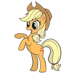 Size: 1000x1000 | Tagged: artist needed, safe, derpibooru import, applejack, earth pony, pony, applejack's hat, bipedal, clothes, cowboy hat, hat, rearing, simple background, solo, white background