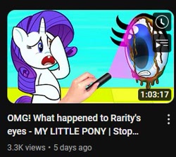 Size: 265x237 | Tagged: safe, artist:yul channel, derpibooru import, rarity, pony, unicorn, disgusting, elsagate, eye scream, gross, it came from youtube, wat, weird youtube kids video, why, wtf, youtube, youtube thumbnail