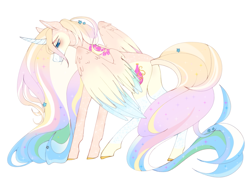 Size: 2205x1613 | Tagged: safe, artist:ruru_01, derpibooru import, oc, oc only, alicorn, pony, blue eyes, blushing, butt, butt blush, curved horn, folded wings, horn, long hair, long legs, long mane, long mane male, long tail, looking at you, male, partially open wings, plot, prince, rear view, shy, simple background, smiling, smiling at you, solo, tail, tall, white background, wings