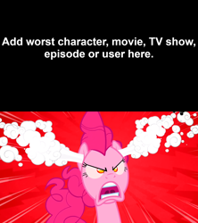 Size: 1280x1440 | Tagged: safe, edit, edited screencap, screencap, pinkie pie, earth pony, pony, the last roundup, angry, angry pie, angry pinkie pie, meme, meme template, pinkie rage, template