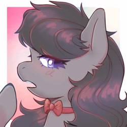 Size: 1280x1280 | Tagged: safe, artist:shorthalves, derpibooru import, octavia melody, earth pony, pony, g4, blush scribble, blushing, bowtie, bust, ear fluff, ears, female, lidded eyes, mare, open mouth, profile, solo