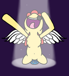 Size: 3023x3351 | Tagged: safe, artist:professorventurer, derpibooru import, oc, oc:power star, pegasus, pony, belly button, kneeling, rule 85, singing, spotlight, super mario 64