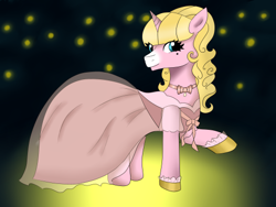 Size: 500x375 | Tagged: safe, artist:jillspencil, derpibooru import, oc, oc:questrapolia, pony, unicorn, ask-questrapolia, clothes, dress, female, gala dress, mare, solo