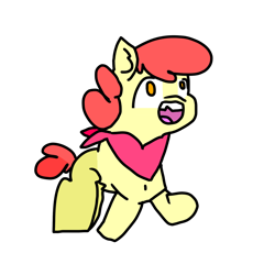 Size: 1000x1000 | Tagged: safe, artist:sweetsterty, derpibooru import, apple bloom, applebuck, earth pony, pony, g4, colt, cute, foal, male, neckerchief, raised hoof, raised leg, rule 63, simple background, solo, white background