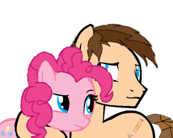 Size: 725x580 | Tagged: safe, artist:williamsvenancio, derpibooru import, pinkie pie, oc, oc:braden, pony, canon x oc, female, male, needs more jpeg, shipping, simple background, straight, transparent background