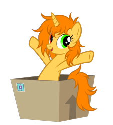 Size: 2459x2732 | Tagged: safe, artist:equestria secret guard, derpibooru import, oc, oc only, oc:moyle star, pony, unicorn, box, female, horn, looking at you, mailbox, mare, pony in a box, pony oc, simple background, solo, transparent background, unicorn oc