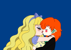 Size: 1840x1300 | Tagged: safe, artist:spike17, derpibooru import, spike, human, blondie lockes, blondike, crossover, hug, human spike, humanized, kissing, orange hair, shipping