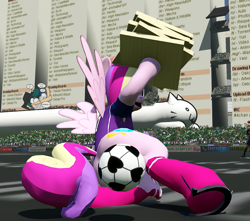 Size: 853x755 | Tagged: safe, derpibooru import, princess cadance, 3d, 4chan cup, football, hi anon, meme, pizza box, sports, that pony sure does love pizza