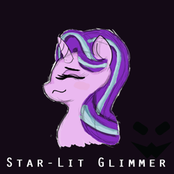 Size: 1400x1400 | Tagged: safe, artist:zizkil, derpibooru import, starlight glimmer, pony, unicorn, g4, :3, bust, eyes closed, female, mare, portrait, simple background, solo, song cover