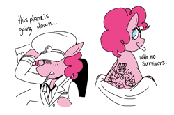 Size: 913x604 | Tagged: safe, artist:dsstoner, pinkie pie, earth pony, pony, clothes, female, mare, pilot, pinktober, plane, tattoo, tongue, tongue out, uniform, yakuza