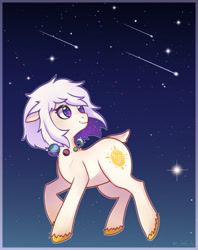 Size: 1280x1618 | Tagged: safe, artist:ruwudy, derpibooru import, oc, oc only, earth pony, pony, earth pony oc, looking back, shooting star, solo, unshorn fetlocks