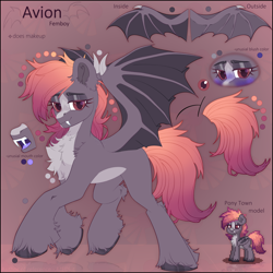 Size: 2500x2500 | Tagged: safe, artist:medkit, derpibooru import, oc, oc only, oc:avion, bat pony, pegasus, pony, adam's apple, blaze (coat marking), blushing, chest fluff, coat markings, colored belly, colored blush, colored ears, colored eyebrows, colored eyelashes, colored hooves, colored lineart, colored pupils, colored text, colored tongue, colored wings, commission, ear cleavage, ear fluff, ears, ears up, eye, eye clipping through hair, eyebrows, eyebrows visible through hair, eyes, eyeshadow, facial markings, fangs, femboy, folded wings, fringe, full body, gradient background, gradient mane, gradient tail, heart shaped, high res, hoof fluff, leg fluff, lidded eyes, lightly watermarked, long mane, long mane male, long tail, makeup, male, membranous wings, multicolored coat, multicolored mane, multicolored tail, palette, partially open wings, pattern, pixel art, pony town, raised hooves, raised leg, red eyes, reference sheet, reflection, running, shoulder fluff, signature, smiling, solo, spread wings, stallion, tail, text, unshorn fetlocks, watermark, wings