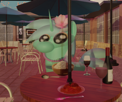 Size: 1076x905 | Tagged: safe, artist:pissmaster3000, derpibooru import, 3d, blender, date, diner, looking at you, numget