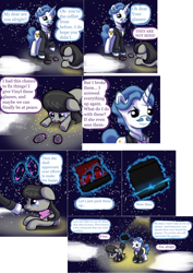 Size: 1970x2790 | Tagged: safe, artist:esuka, derpibooru import, fancypants, octavia melody, ask-canterlot-musicians, magic, sunglasses