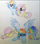 Size: 848x952 | Tagged: safe, artist:kluzart, derpibooru import, fluttershy, rainbow dash, pony, crying, female, filly, filly fluttershy, filly rainbow dash, foal, friendshipping, protecting, spread wings, traditional art, wings, younger
