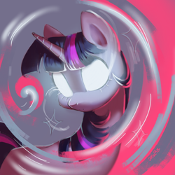 Size: 2000x2000 | Tagged: safe, artist:ariamidnighters, derpibooru import, twilight sparkle, unicorn twilight, pony, unicorn, g4, female, glowing, glowing eyes, mare, solo