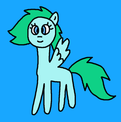 Size: 721x723 | Tagged: safe, artist:the-rainbow-nigga420, derpibooru import, medley, pegasus, pony, g1, g4, 1000 hours in ms paint, blue background, cute, female, g1 to g4, generation leap, mare, medleybetes, ms paint, paint.net, simple background, smiling, solo