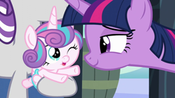 Size: 1000x563 | Tagged: safe, derpibooru import, edit, edited screencap, editor:incredibubbleirishguy, screencap, princess flurry heart, twilight sparkle, twilight sparkle (alicorn), twilight velvet, alicorn, pony, the crystalling, aunt and niece, baby, baby alicorn, baby pony, cute, cutest pony alive, female, flurrybetes, foal, grandmother and grandchild, grandmother and granddaughter, one eye closed, open mouth, open smile, smiling, wink