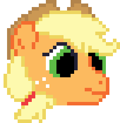 Size: 238x245 | Tagged: safe, derpibooru import, applejack, earth pony, pony, applejack's hat, bust, clothes, cowboy hat, hat, pixel art, simple background, solo, transparent background