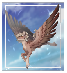 Size: 1050x1138 | Tagged: safe, artist:kiyart, derpibooru import, oc, oc only, oc:amoo, pegasus, pony, zebra, cloud, digital, female, flying, heterochromia, mare, pegasus oc, pony oc, smiling, solo, spread wings, wings, zebra oc