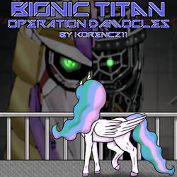 Size: 3400x3400 | Tagged: safe, artist:korencz11, derpibooru import, princess celestia, alicorn, pony, robot, robot pony, fanfic:bionic titan, g4, fanfic, fanfic art, gundam, machinery