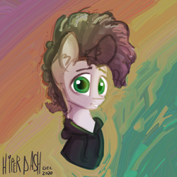 Size: 3280x3280 | Tagged: safe, artist:hyper dash, derpibooru import, oc, oc only, oc:rigby, pony, bust, clothes, curly hair, grin, high res, hoodie, looking at you, smiling, solo